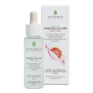 Nature's Acido Ialuronico Gocce Concentrate Viso 30ml - Siero Acque Unicellulari Anti-Age Con Arancia Rossa