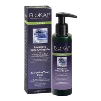 Biokap Bellezza Maschera Viola Anti-giallo 150ml - Crema-maschera per Capelli Biondi e Sbiancati