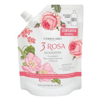 L’Erbolario 3 Rosa Ecoricarica Bagnoschiuma, 500 ml