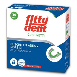 FittyDent Cuscinetti Adesivi Morbidi Per Protesi Inferiori 30 Pezzi, Tenuta Perfetta e Comfort