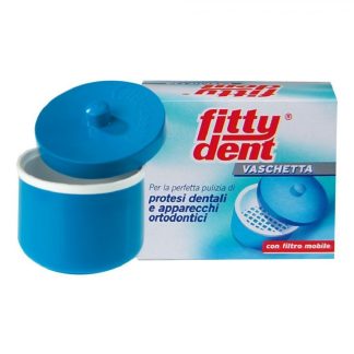 Fitty dent Vaschetta Portaprotesi, Contenitore per Protesi, 1 Pezzo, Igiene e Disinfezione