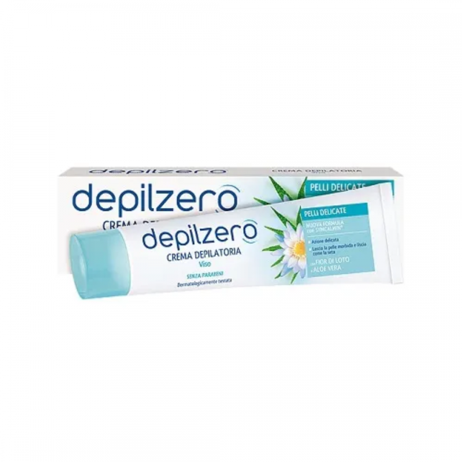 Depilzero Crema Viso 50ml - Crema Depilatoria per il Viso, Senza Parabeni, Lenitiva e Calmante