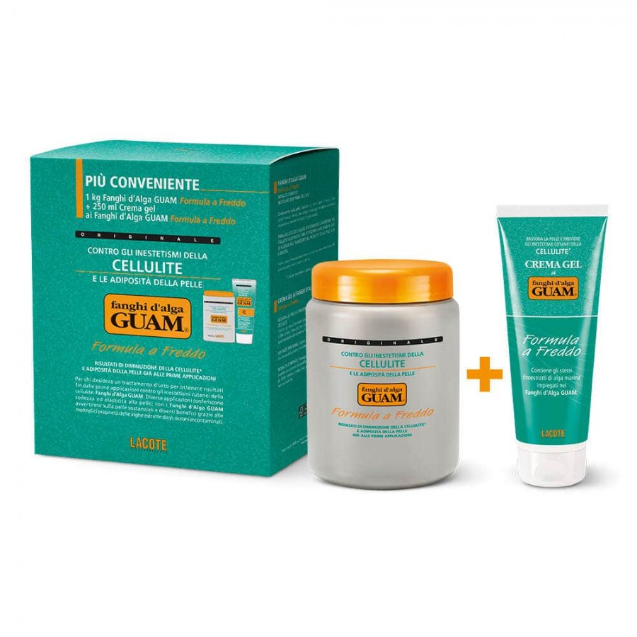 Guam, Fanghi d'Alga Formula a Freddo 1 kg + Gel Anti-Cellulite, 250 ml