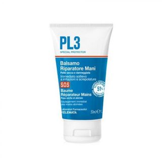 Pl3 Balsamo Riparatore Mani, 50ml, Glicerina, Acido Ialuronico, Sollievo per Mani Screpolate